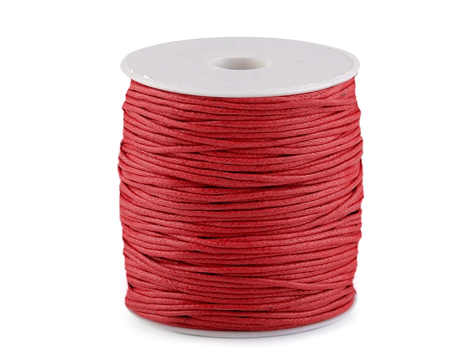 Șnur din bumbac cerat, Ø1,5-2 mm, roșu căpșună Șnur din bumbac cerat, Ø1,5-2 mm, roșu căpșună