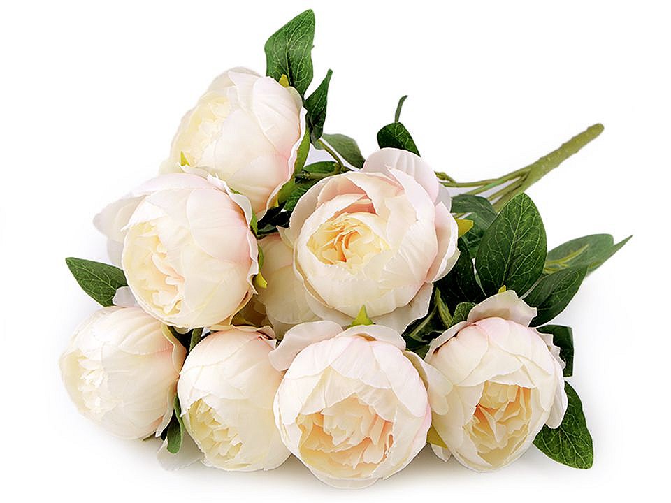 Buchet de bujori artificiali, crem foarte deschis Buchet de bujori artificiali, crem foarte deschis