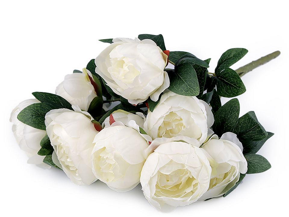 Buchet de bujori artificiali, crem foarte deschis Buchet de bujori artificiali, crem foarte deschis