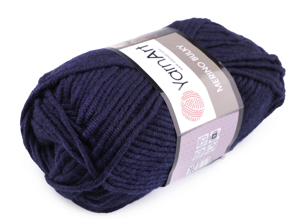 Fir de tricotat Merino bulky, 100 g - albastru închis Fir de tricotat Merino bulky, 100 g - albastru închis