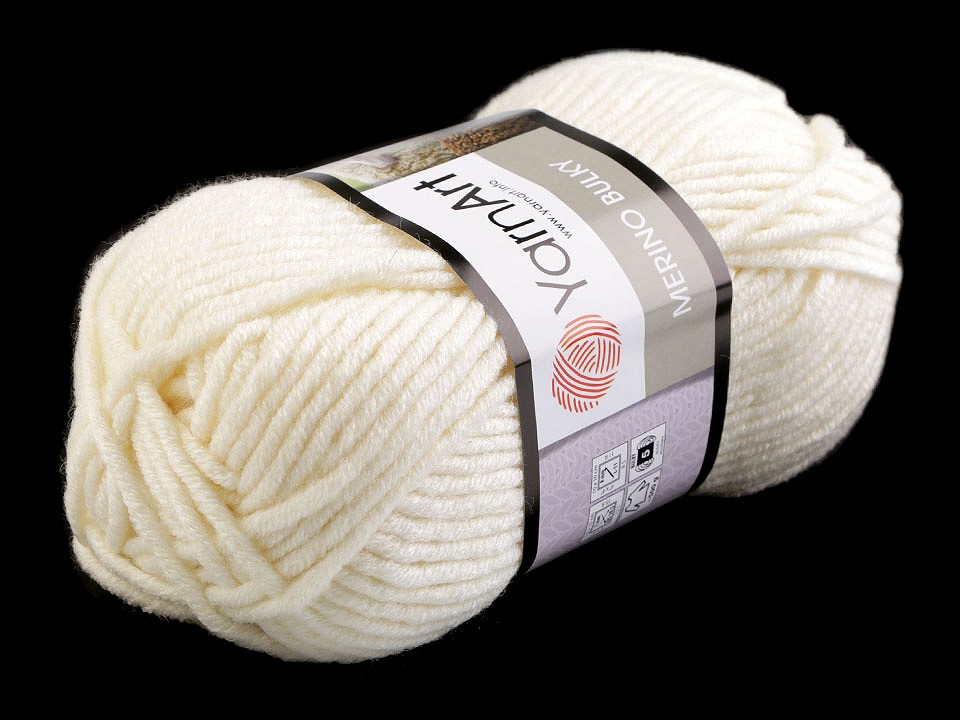 Fir de tricotat Merino bulky, 100 g - crem deschis Fir de tricotat Merino bulky, 100 g - crem deschis