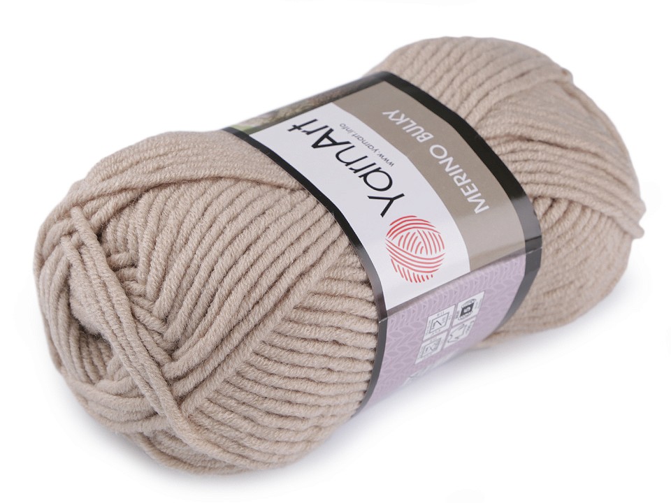 Fir de tricotat Merino bulky, 100 g - taupe Fir de tricotat Merino bulky, 100 g - taupe