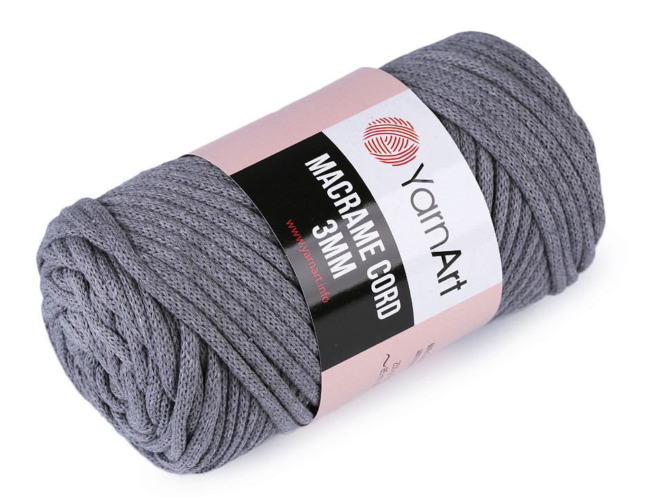 Fir de tricotat / croșetat Macrame Cord, 250 g - gri Fir de tricotat / croșetat Macrame Cord, 250 g - gri