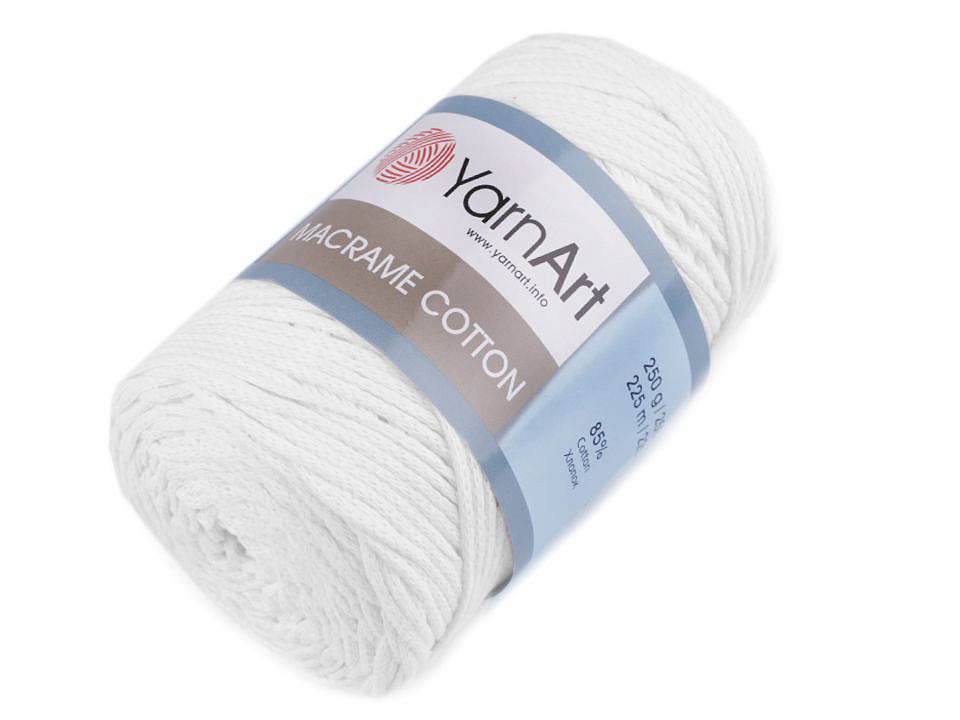 Fir de tricotat / croșetat Macrame Cotton, 250 g - alb Fir de tricotat / croșetat Macrame Cotton, 250 g - alb