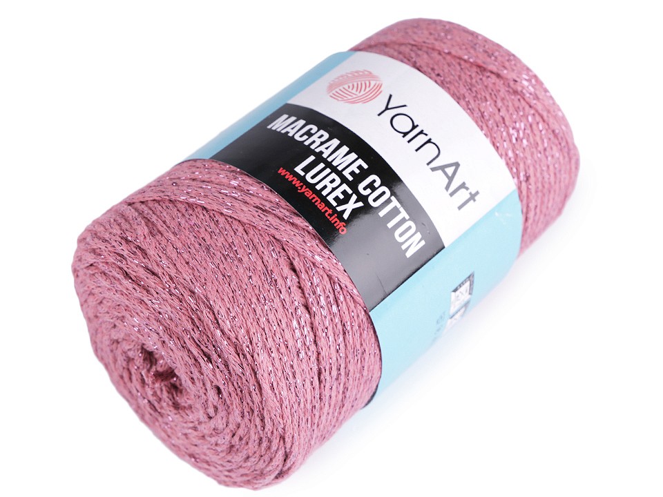 Fir de tricotat / croșetat Macrame Cotton cu lurex, 250 g - roz vintage Fir de tricotat / croșetat Macrame Cotton cu lurex, 250 g - roz vintage