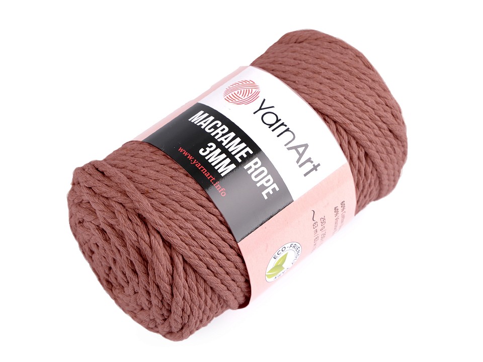Fir de tricotat / croșetat Macrame Rope, 3 mm, 250 g - roz vintage Fir de tricotat / croșetat Macrame Rope, 3 mm, 250 g - roz vintage