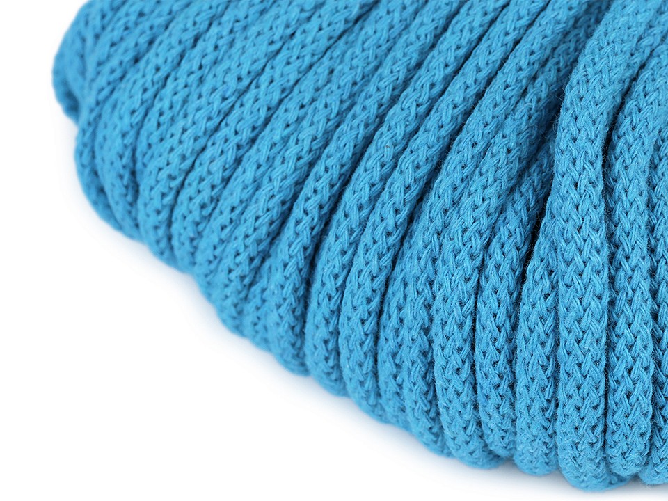 Șnur gros bumbac, Ø5 mm (pachet 10 m) - albastru azur Șnur gros bumbac, Ø5 mm (pachet 10 m) - albastru azur