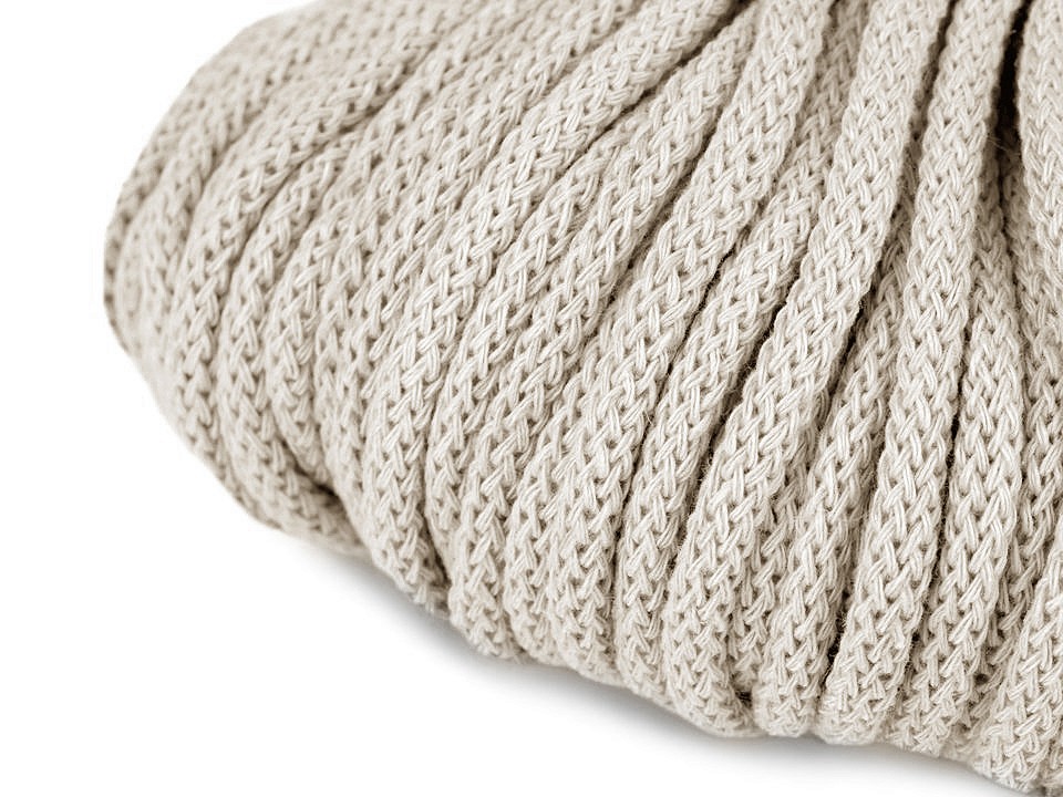 Șnur gros bumbac, Ø5 mm (pachet 10 m) - crem deschis Șnur gros bumbac, Ø5 mm (pachet 10 m) - crem deschis