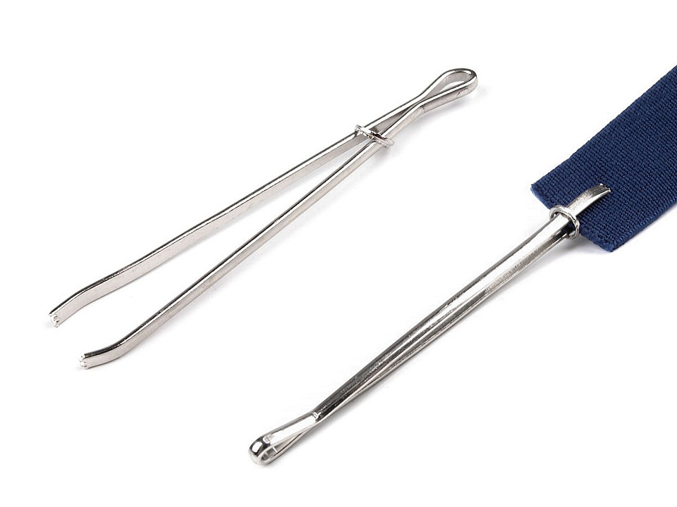 Pensetă de inserat - pentru tras elastic, șnur sau panglică, 80 mm - Nichel (50 Bucăți)