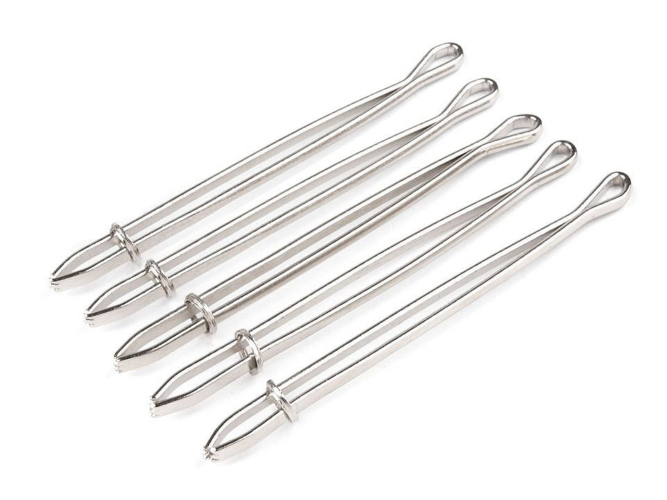 Pensetă de inserat - pentru tras elastic, șnur sau panglică, 80 mm - Nichel (50 Bucăți)