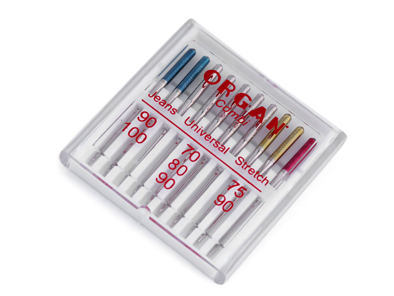 Ace mașină de cusut jeans 90;100, uni 70;80;90, stretch 75;90 organ - Nichel (1 Cutie)