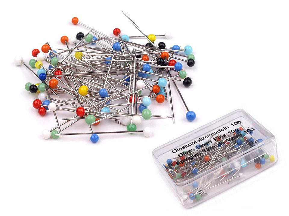 Bolduri cu cap din sticlă, lungime 32 mm - Nichel (50 Cutii)