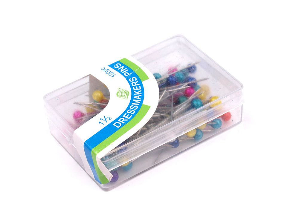 Bolduri cu cap din plastic, sidefate, lungime 38 mm - Alb (1 Cutie)