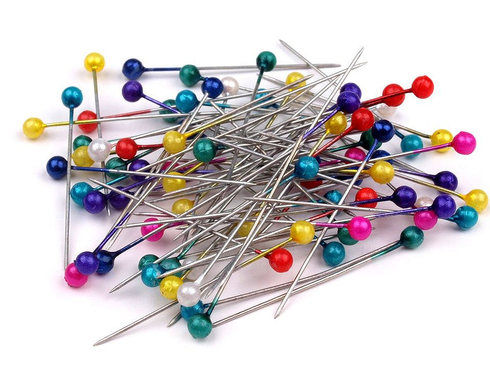 Bolduri cu cap din plastic, sidefate, lungime 38 mm - Alb (1 Cutie)