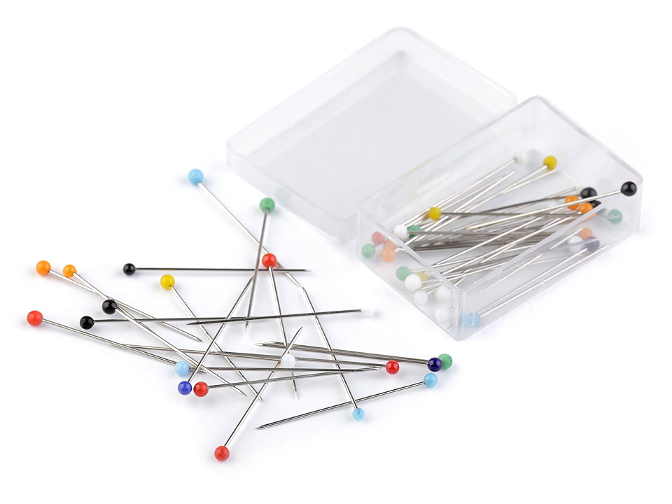 Bolduri cu cap din sticlă, lungime 30 mm - Nichel (1 Cutie)