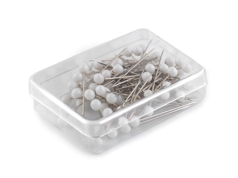 Bolduri cu cap din plastic, albe, lungime 32 mm - Nichel (10 Cutii)