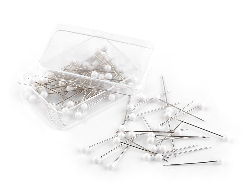 Bolduri cu cap din plastic, albe, lungime 32 mm - Nichel (10 Cutii)