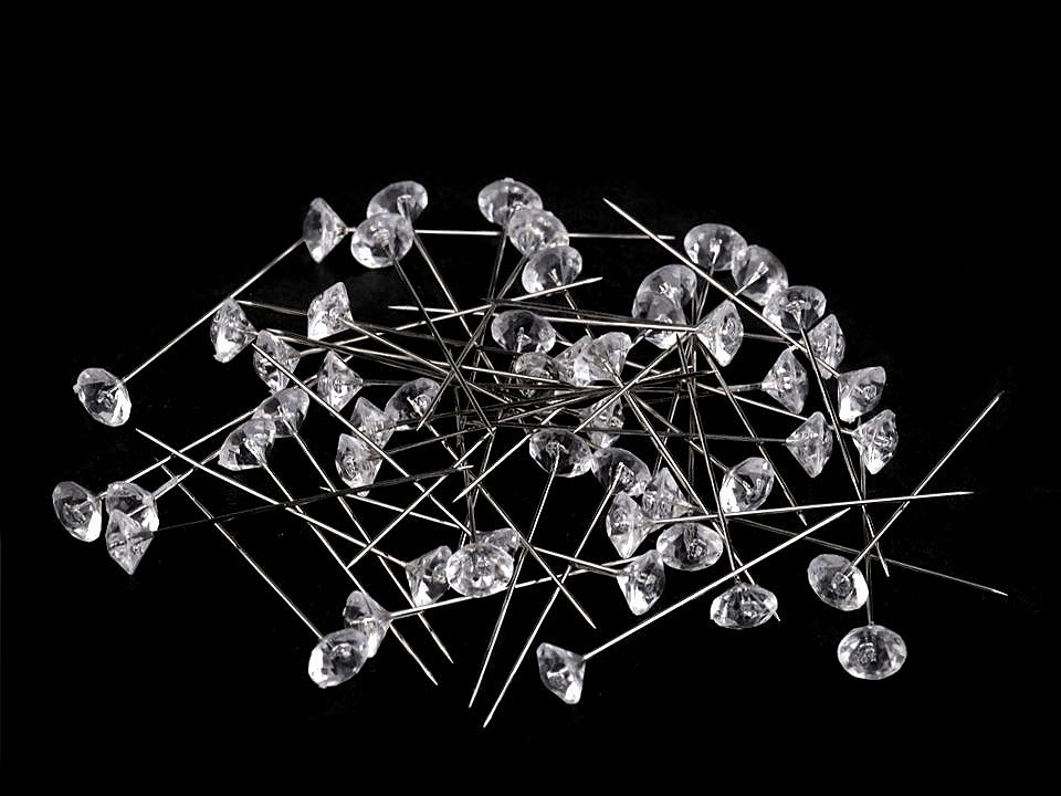 Ace cu gămălie crystal, lungime 49 mm - Transparent (1 Cutie)