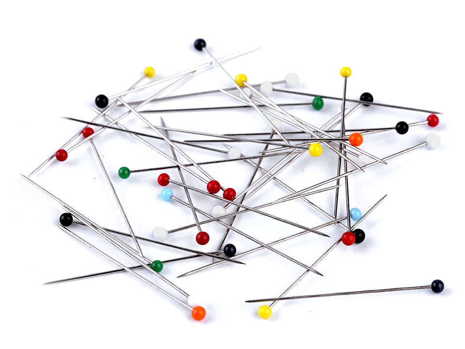 Bolduri cu cap din sticlă, lungime 38 mm - Mix (1 Cutie)