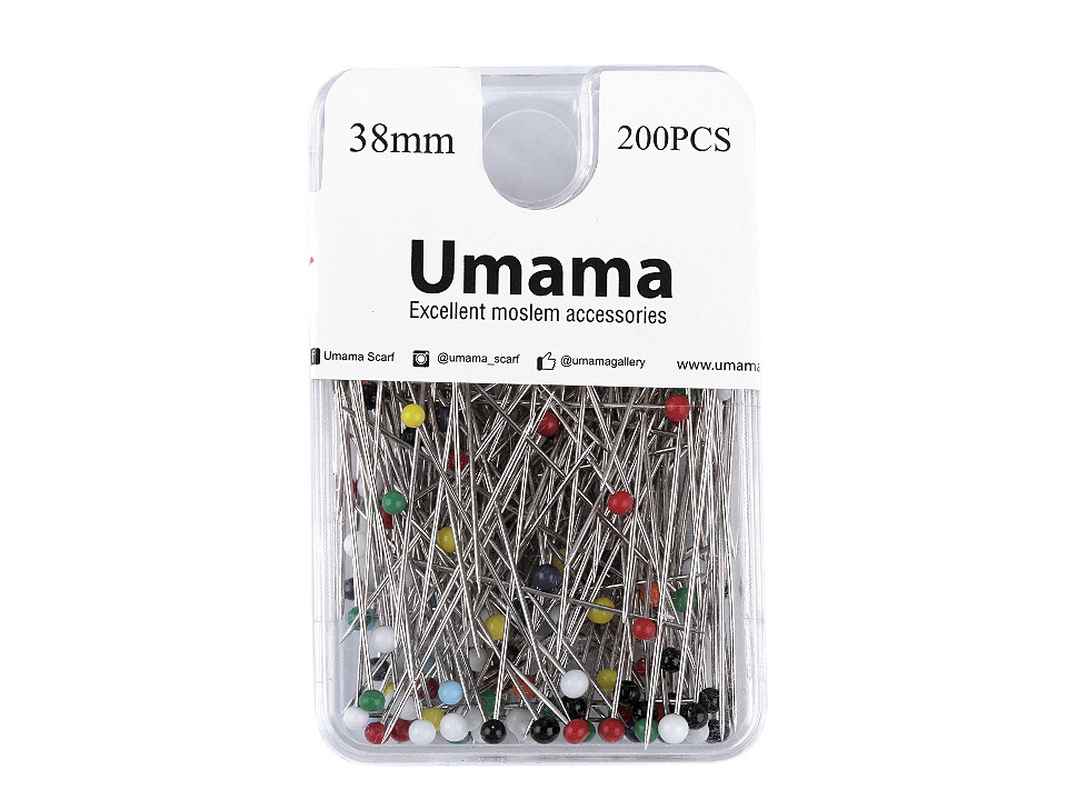 Bolduri cu cap din sticlă, lungime 38 mm - Mix (1 Cutie)