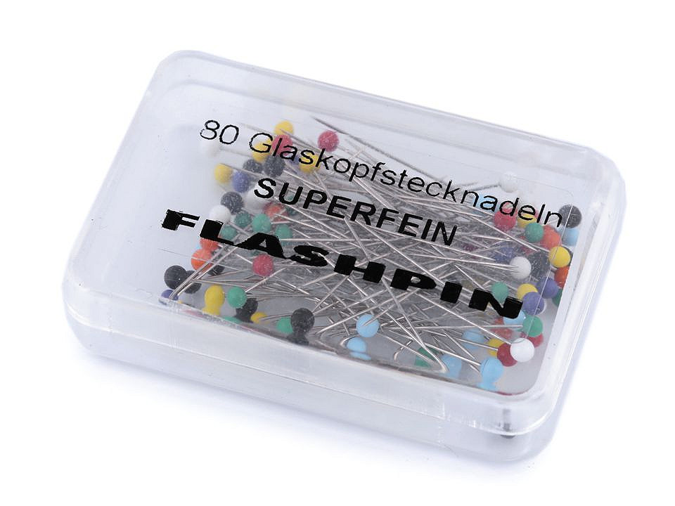 Bolduri cu cap din sticlă, lungime 34 mm - Mix (10 Cutii)