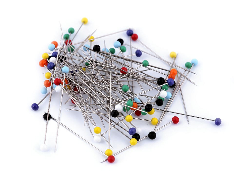 Bolduri cu cap din sticlă, lungime 34 mm - Mix (10 Cutii)