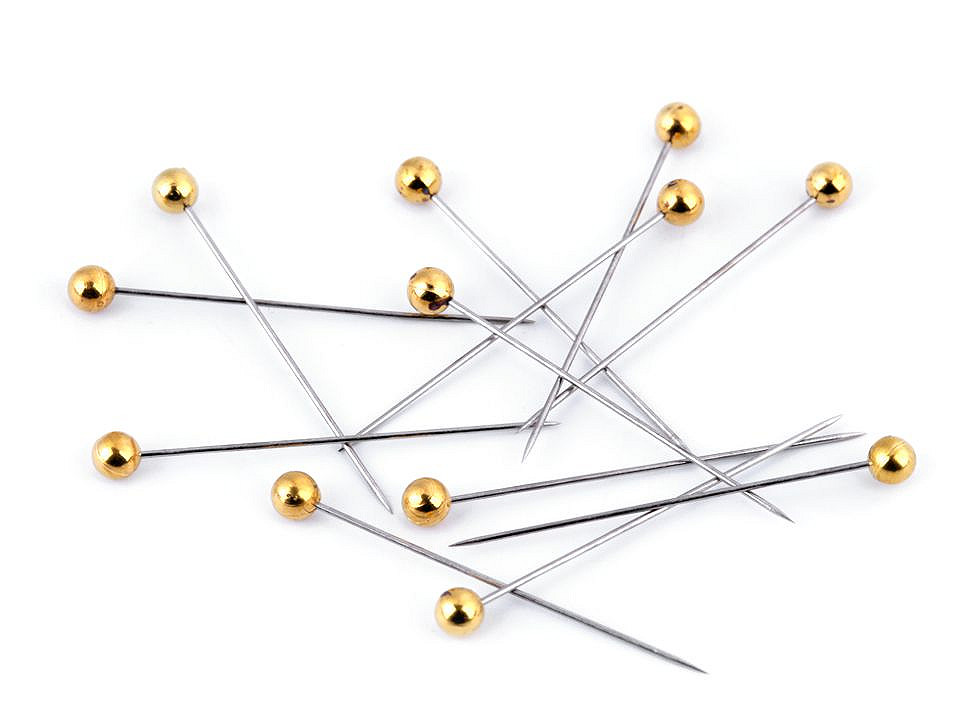 Bolduri cu cap din plastic, lungime 38 mm - Auriu (1 Cutie)