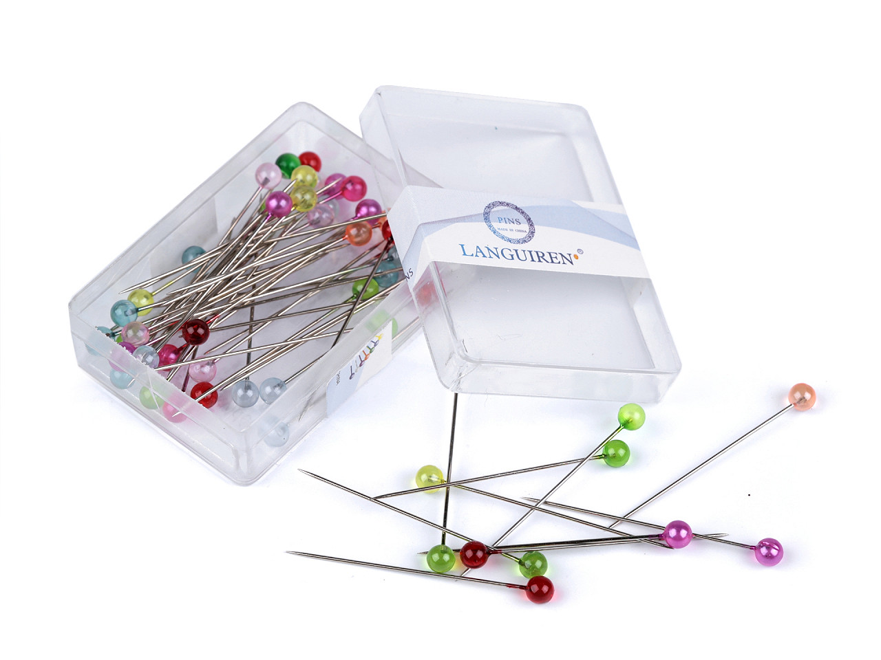 Bolduri decorative cu cap transparent, lungime 40 mm - Mix (1 Cutie)