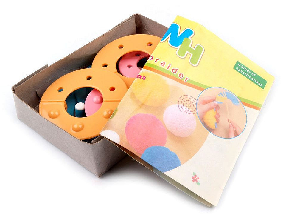 Set confecţionat pompoane, 4 dimeniuni - Conform imaginii (1 Cutie)