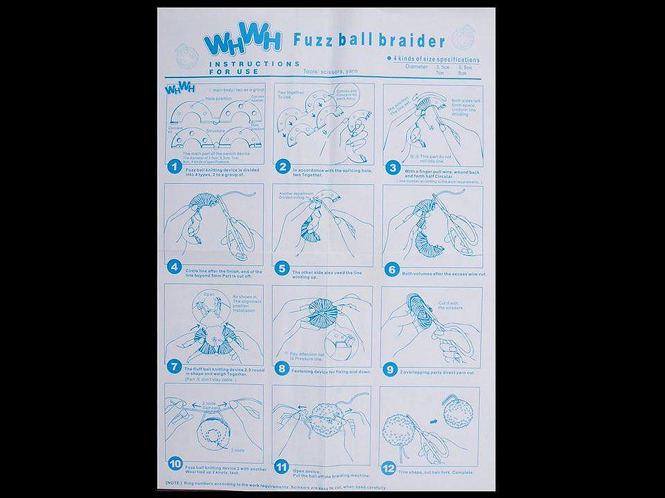 Set confecţionat pompoane, 4 dimeniuni - Conform imaginii (1 Cutie)