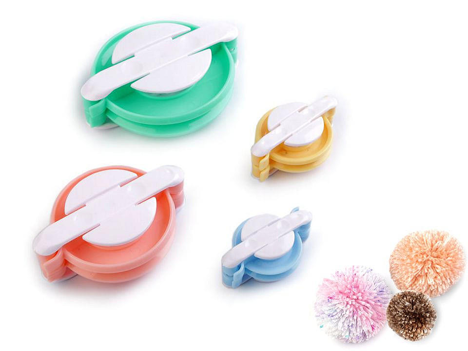 Set confecţionat pompoane, 4 dimeniuni - Mix mărimi (1 Set)