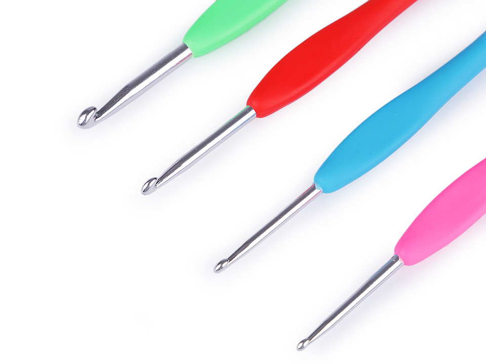 Croșete cu mâner din cauciuc siliconat, mărimea  3; 3,5; 4; 5; 5,5 - Culoare aleatorie (5 Bucăți)