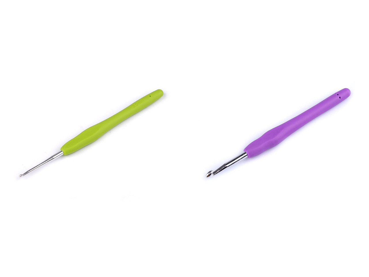 Croșetă cu mâner din silicon dimensiunea 2; 2,5; 3; 3,5; 4; 5 - Violet (6 Bucăți)