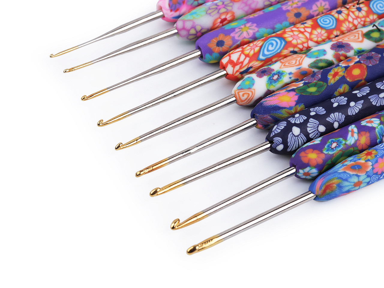 Croșetă cu mâner din silicon, vârf auriu - Albastru închis (1 Bucată)