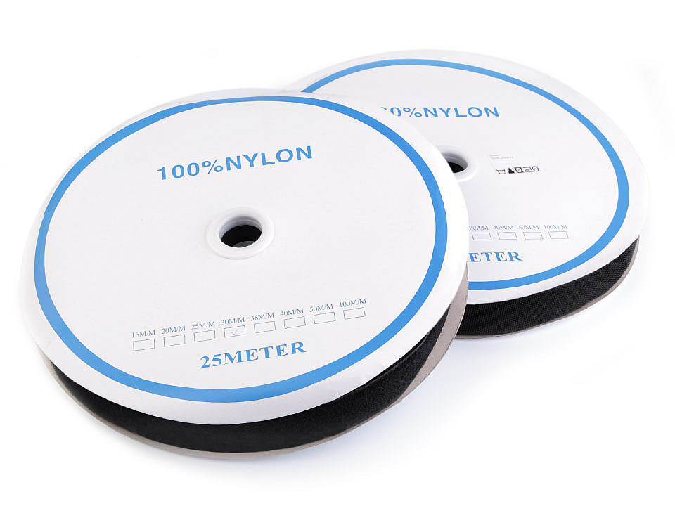 Bandă arici, complet (puf + scai), negru, 30 mm - Negru (1 Metru)