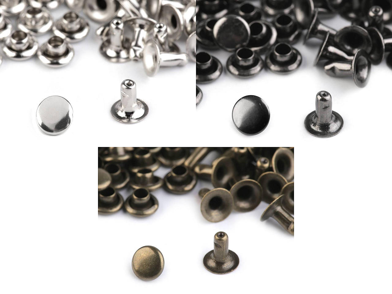 Capse cap rotund (nituri), ø5 mm - Alamă antică (100 Perechi)