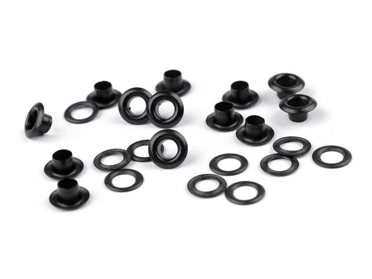 Ocheți metalici inoxidabili, ø5,5 mm - Lac negru (1000 Perechi) Ocheți metalici inoxidabili, ø5,5 mm - Lac negru (1000 Perechi)