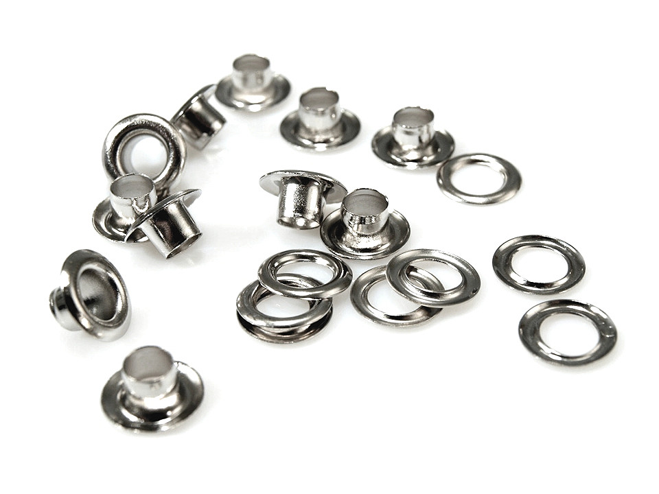 Ocheți metalici inoxidabili, ø5,5 mm - Lac negru (1000 Perechi) Ocheți metalici inoxidabili, ø5,5 mm - Lac negru (1000 Perechi)