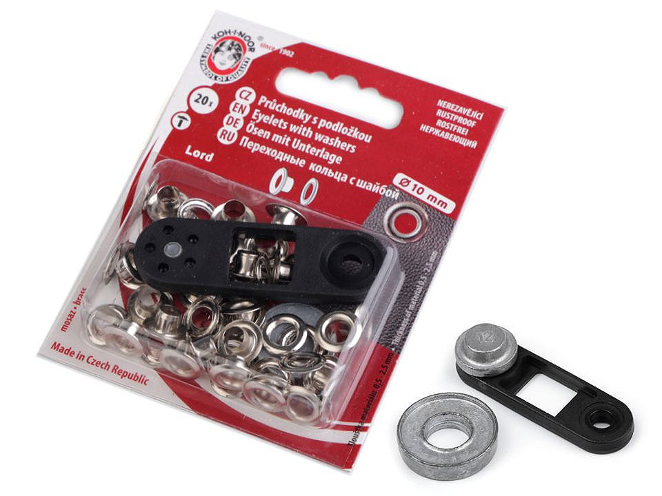 Ocheți metalici inoxidabili cu dispozitiv de atașare, ø5,5 mm - Nichel (1 Blister)