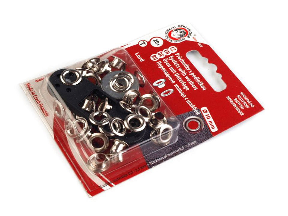 Ocheți metalici inoxidabili cu dispozitiv de atașare, ø5,5 mm - Nichel (1 Blister)