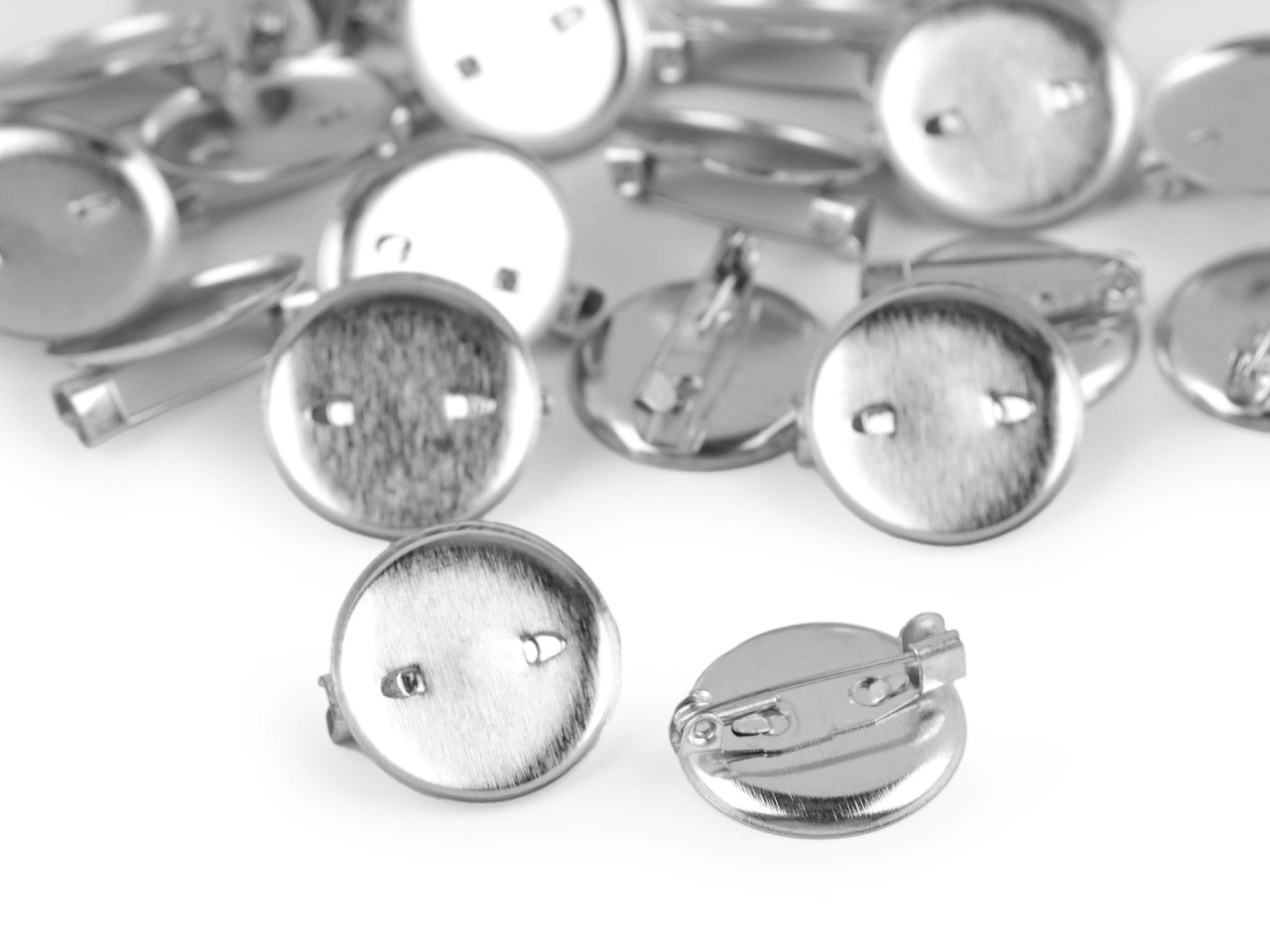 Bază broșă cu platou, ø19 mm - Platinum (25 Bucăți)