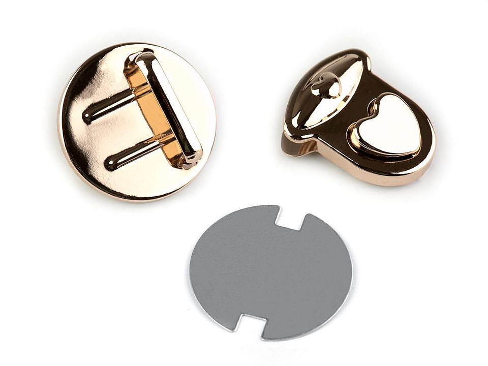 Închizătoare geantă / poșetă, model inimioară, 30x32 mm - Auriu clasic (10 Seturi) Închizătoare geantă / poșetă, model inimioară, 30x32 mm - Auriu clasic (10 Seturi)
