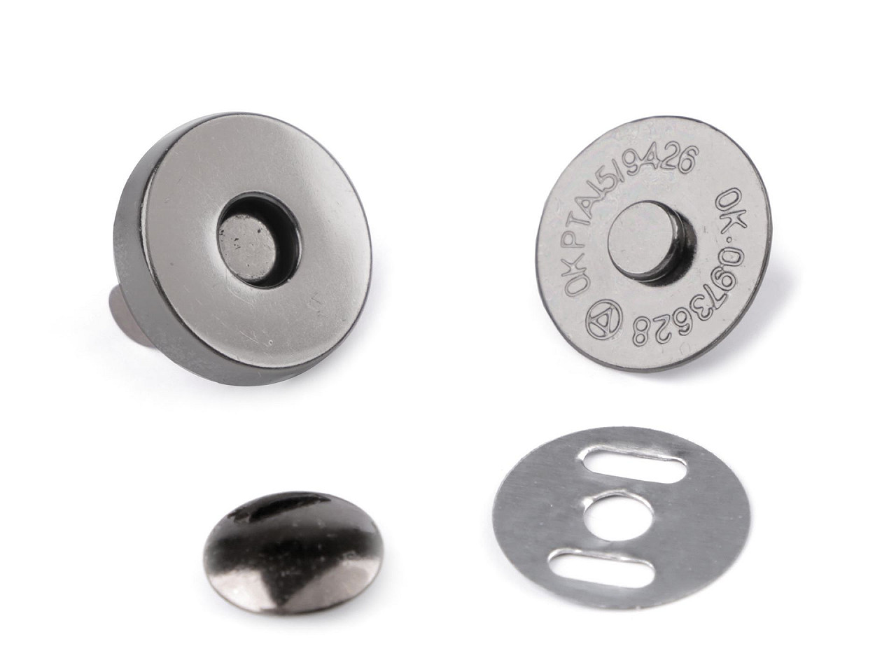 Închizatori / capse magnetice cu nit, ø18 mm - Nichel (5 Seturi)