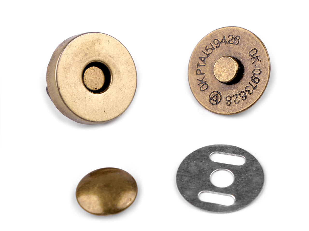Închizatori / capse magnetice cu nit, ø18 mm - Nichel (5 Seturi)