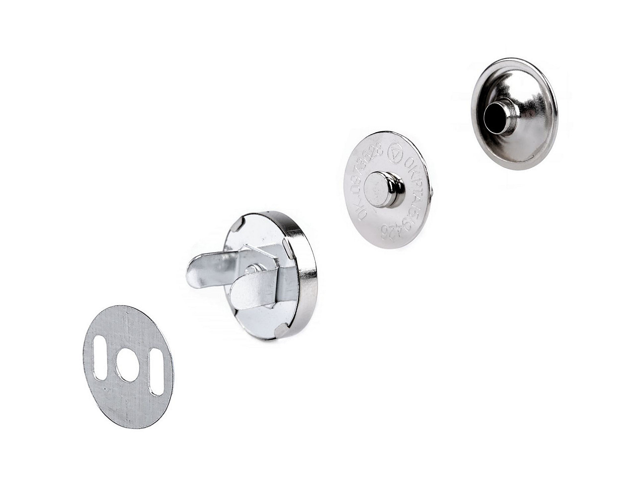 Închizatori / capse magnetice cu nit, ø18 mm - Nichel (5 Seturi)
