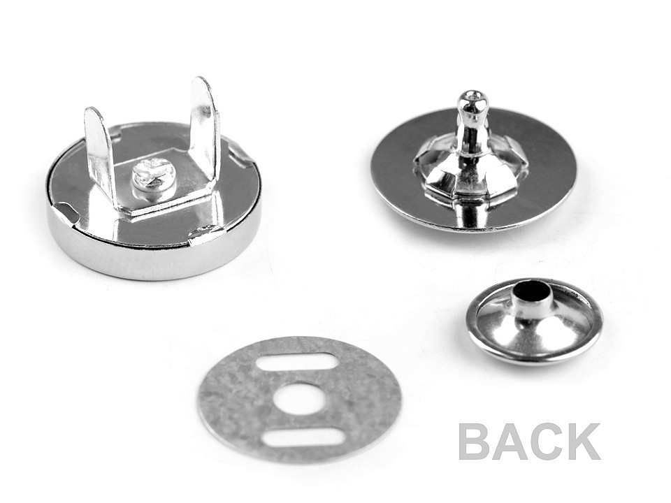 Închizatori / capse magnetice cu nit, ø18 mm - Nichel (5 Seturi)