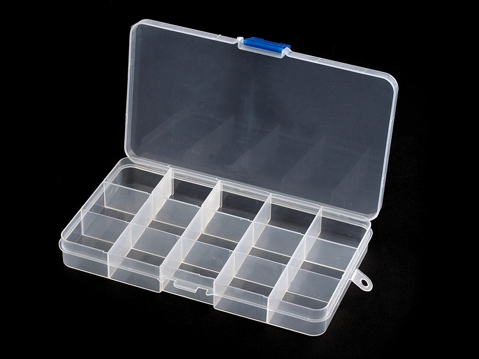 Cutie din plastic compartimentată, 10x17x2,2 c - Transparent (1 Bucată)