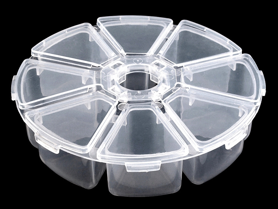 Cutie depozitare / organizare mărgele, ø10 cm - Transparent (1 Bucată)