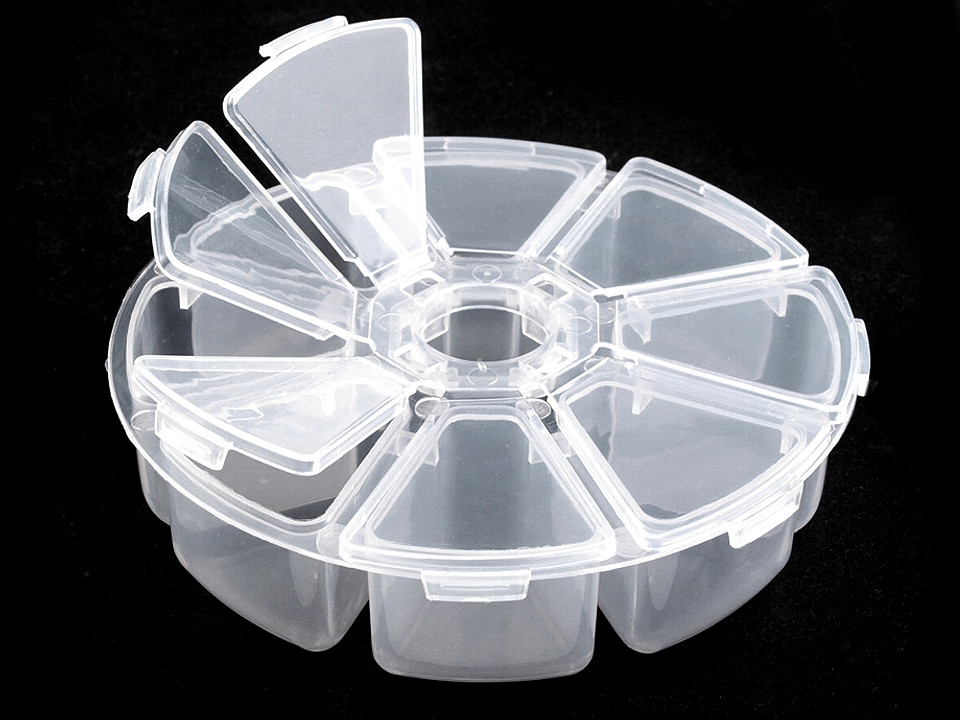 Cutie depozitare / organizare mărgele, ø10 cm - Transparent (1 Bucată)