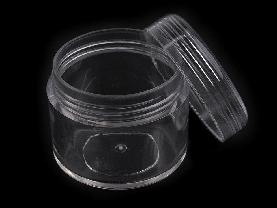 Cutie din plastic, capac cu filet, 3,2x3,8 cm - Transparent (12 Bucăți)